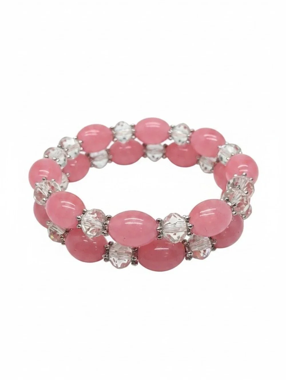 Sassified Boutique Nwt Pink Bead and Crystal Stretch Bracelet